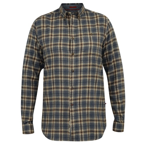 D555 Scarpa Long Sleeve Check Shirt Grey Tan